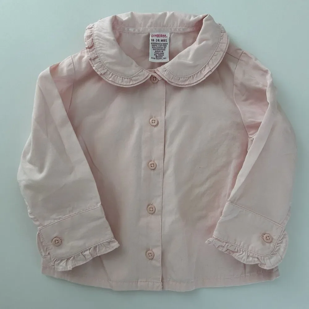 Vtg Gymboree Girls 18-24 Mo Dress Shirt Bloomer Velvet Pleated Hem 3 Pc Set